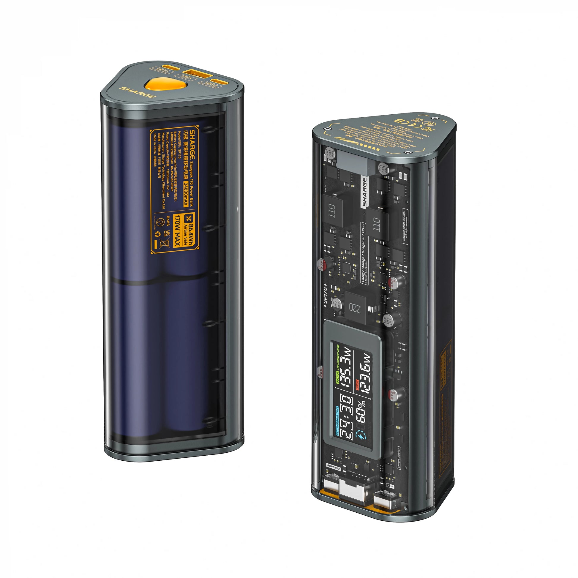 ek 170 Power Bank 170W 24,000Mah Portable Charger with Smart Display 3-Port Portable Battery for Macbook Pro Phone