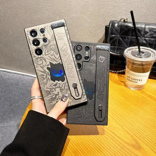 Japan Anime Pocket Monsters Pokémon Gengar Wrist Strap Holder Phone Case  25 24 23 Ultra Puls Leather Cover
