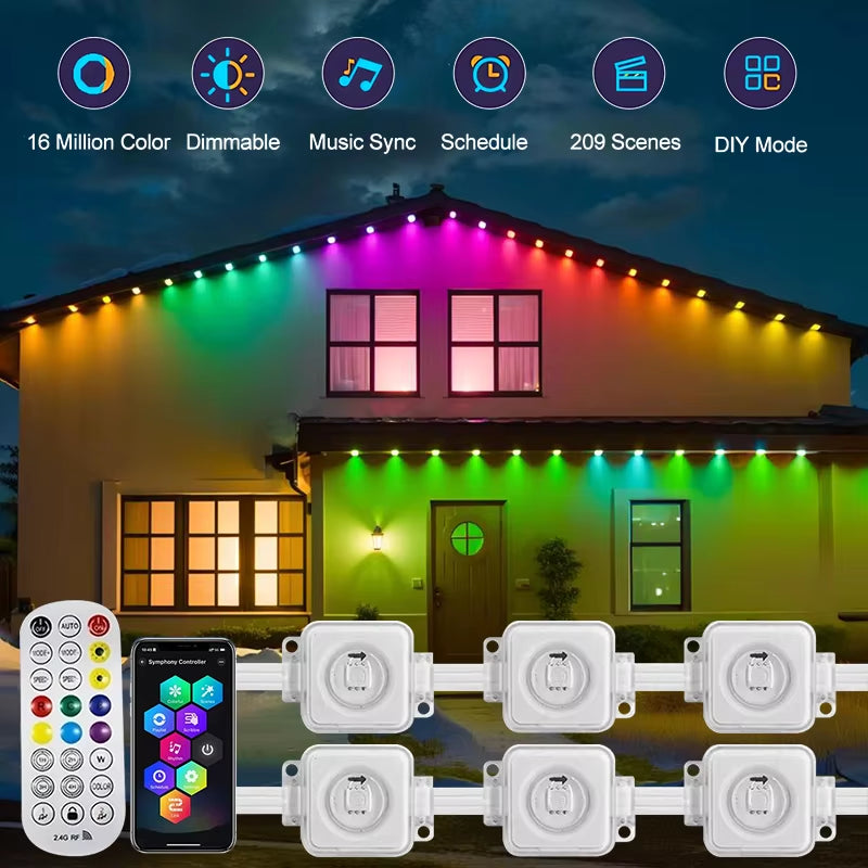 45M RGB LED String Lights: Smart Outdoor Party & Wedding Decor!