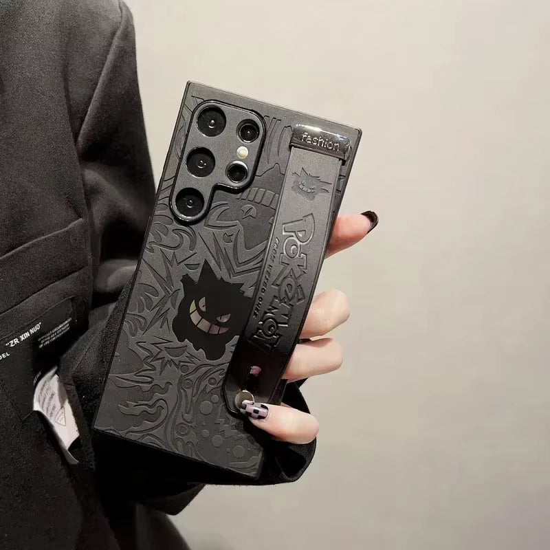 Japan Anime Pocket Monsters Pokémon Gengar Wrist Strap Holder Phone Case  25 24 23 Ultra Puls Leather Cover