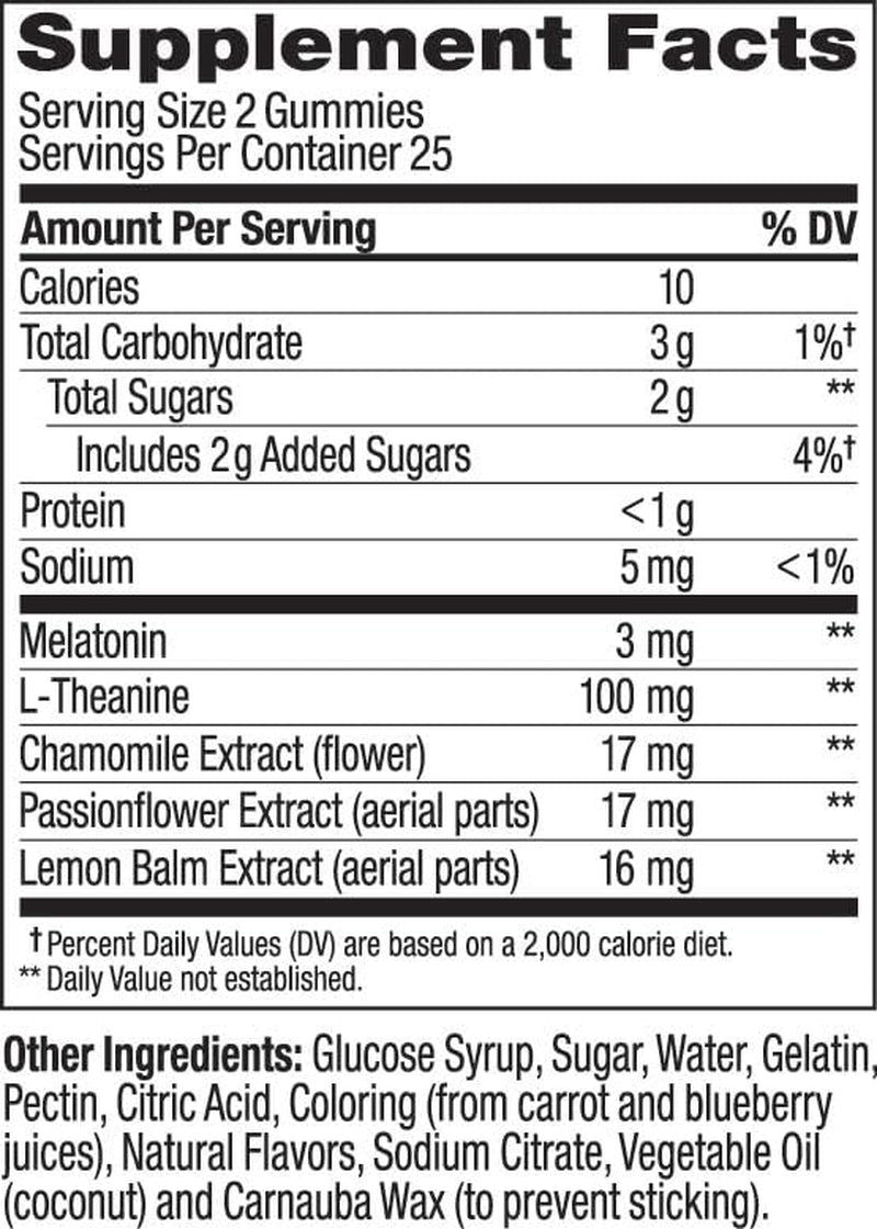 Sleep Gummy, Occasional Sleep Support, 3 Mg Melatonin, L-Theanine, Chamomile, Lemon Balm, Sleep Aid, Blackberry, 50 Count