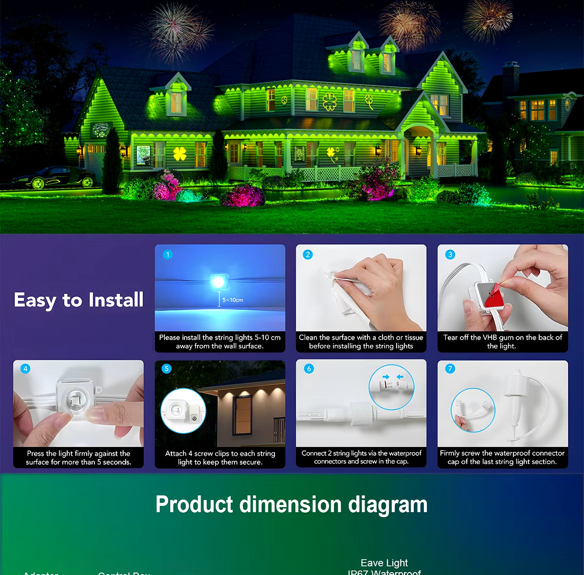 45M RGB LED String Lights: Smart Outdoor Party & Wedding Decor!