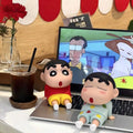 Crayon Shin-Chan Figures Phone Holder Kawaii Anime Desktop Ornaments Cartoon Watching TV Phone Support Cute Doll Decoration Gift